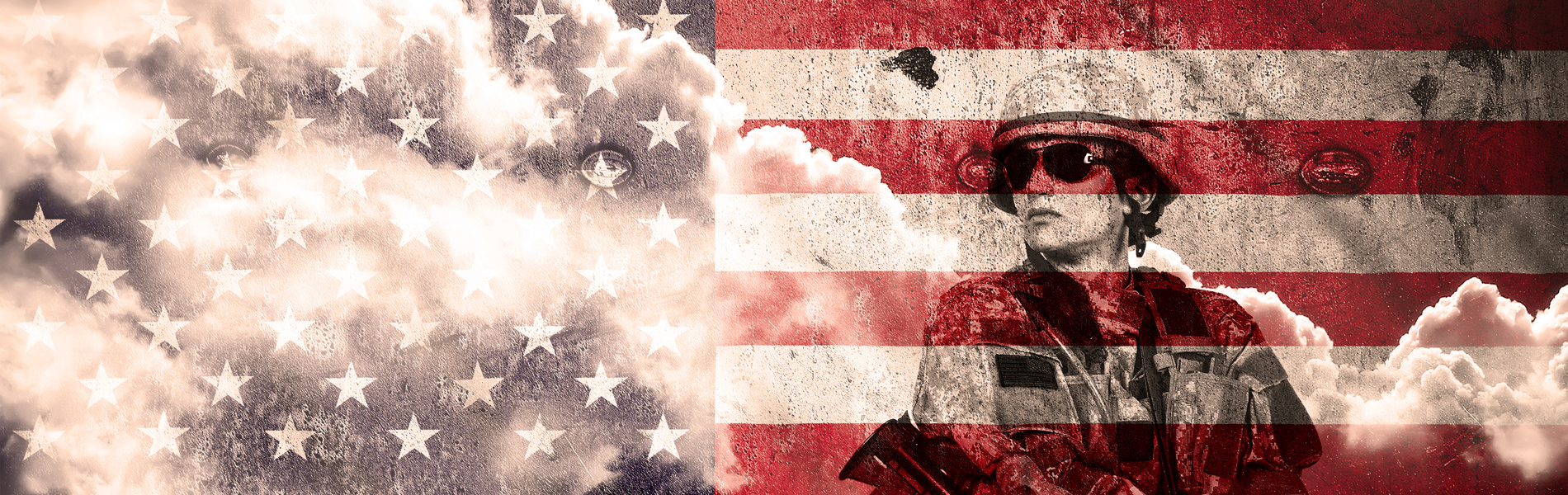 Soldier and US Flag